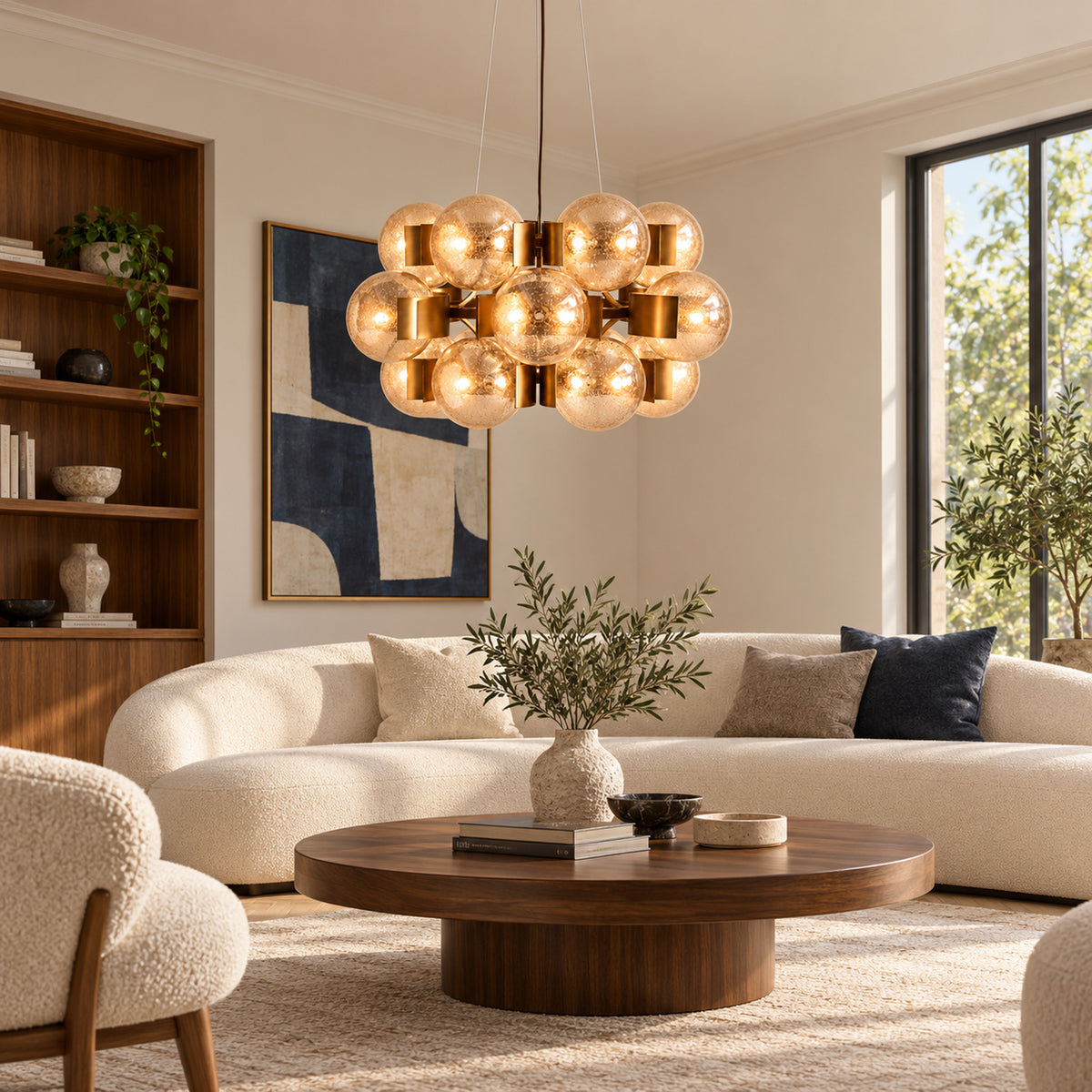 Allis chandelier in a spacious living room | CARRA HOME