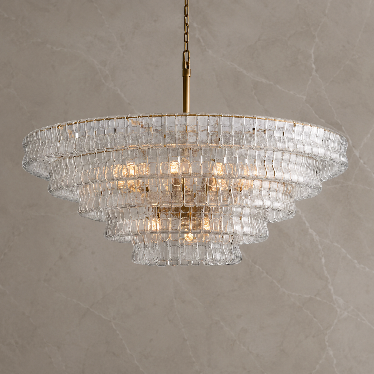 ghiaccio round chandelier 120cm clear light on
