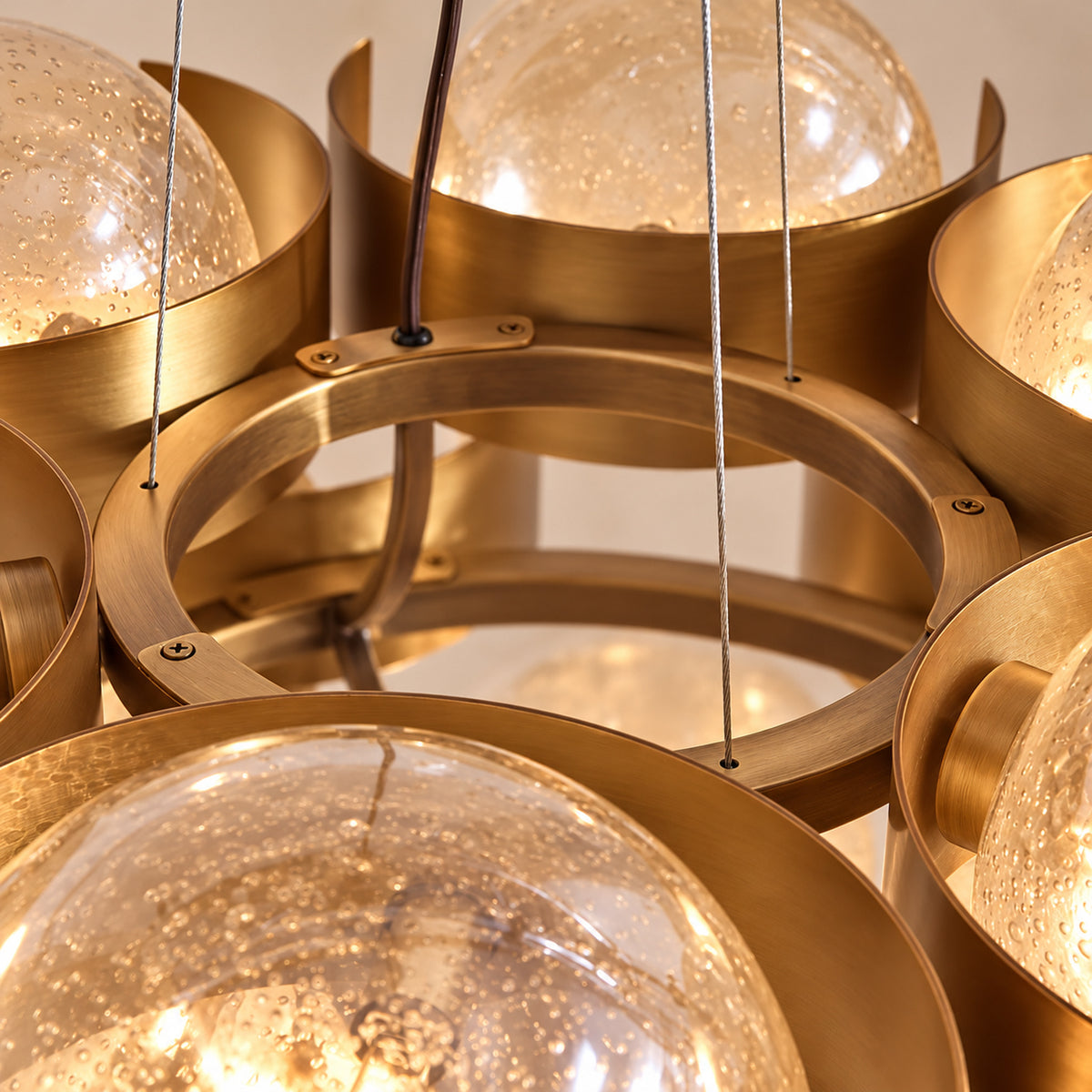 Allis antique brass frame and suspension cable detail | CARRA HOME