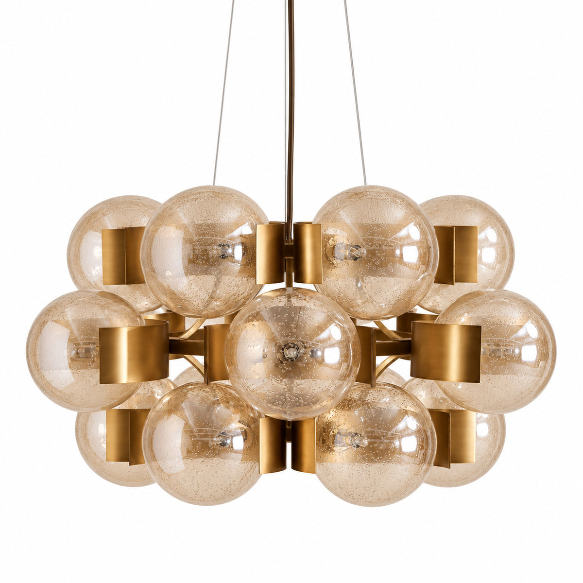 Allis 18-light seeded glass globe chandelier on a white background | CARRA HOME
