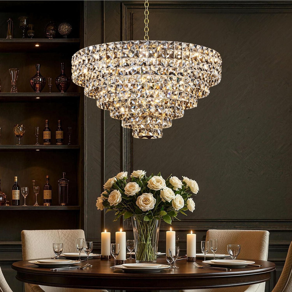 Aria Modern Chrome K9 Crystal Glacier Chandelier — product view 8