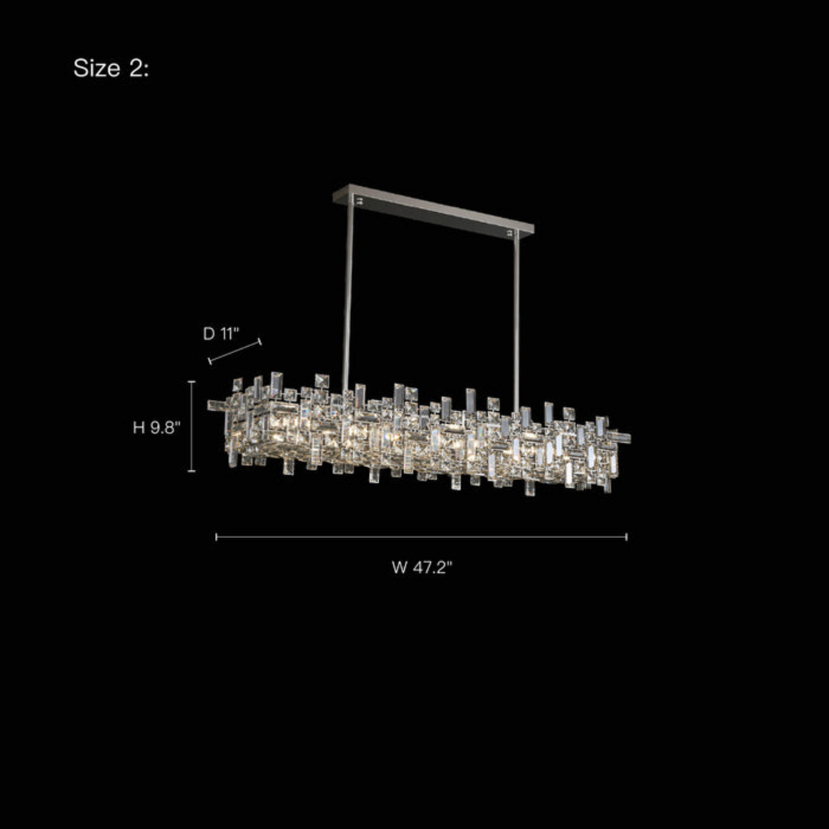 size modern chrome crystal linear chandelier size 2