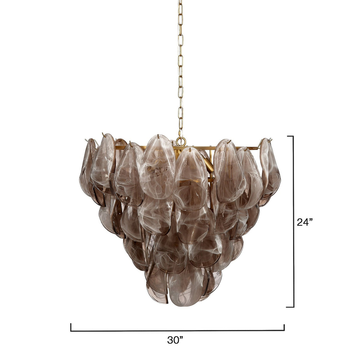 Magnolia taupe glass petal chandelier 30 inch width and 24 inch height | CARRA HOME