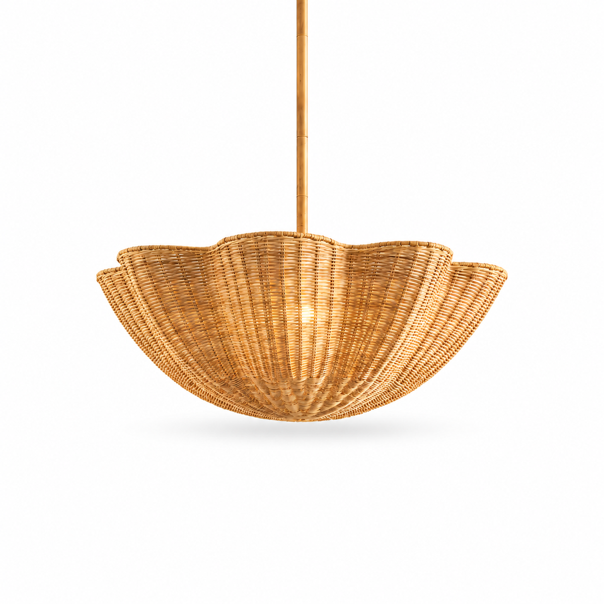Calira natural rattan scalloped chandelier, 100 cm white background SKU | CARRA HOME