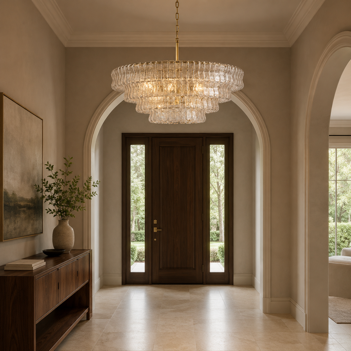 ghiaccio round chandelier foyer
