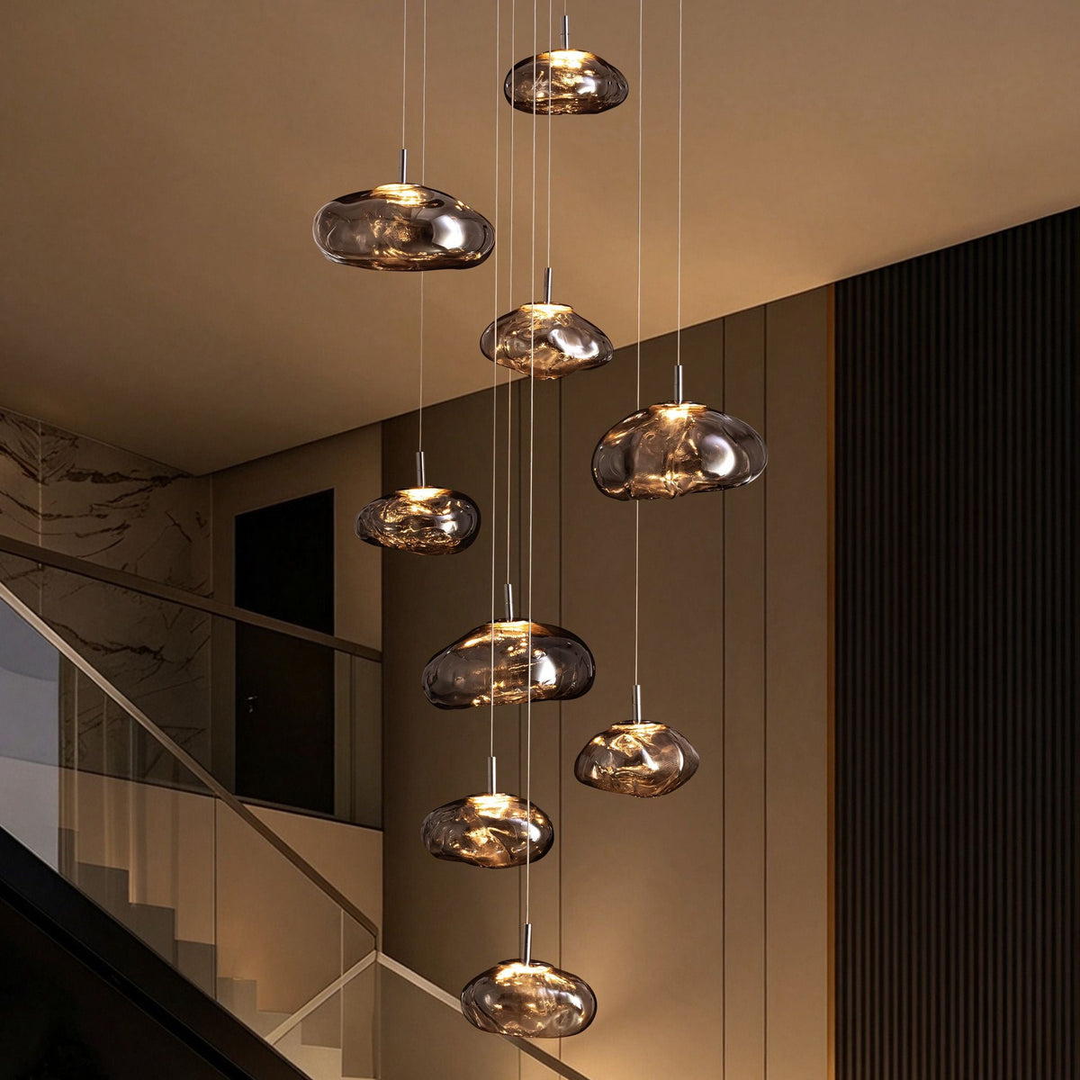 Astral Modern Glass Globe Cascading Chandelier — product view 1