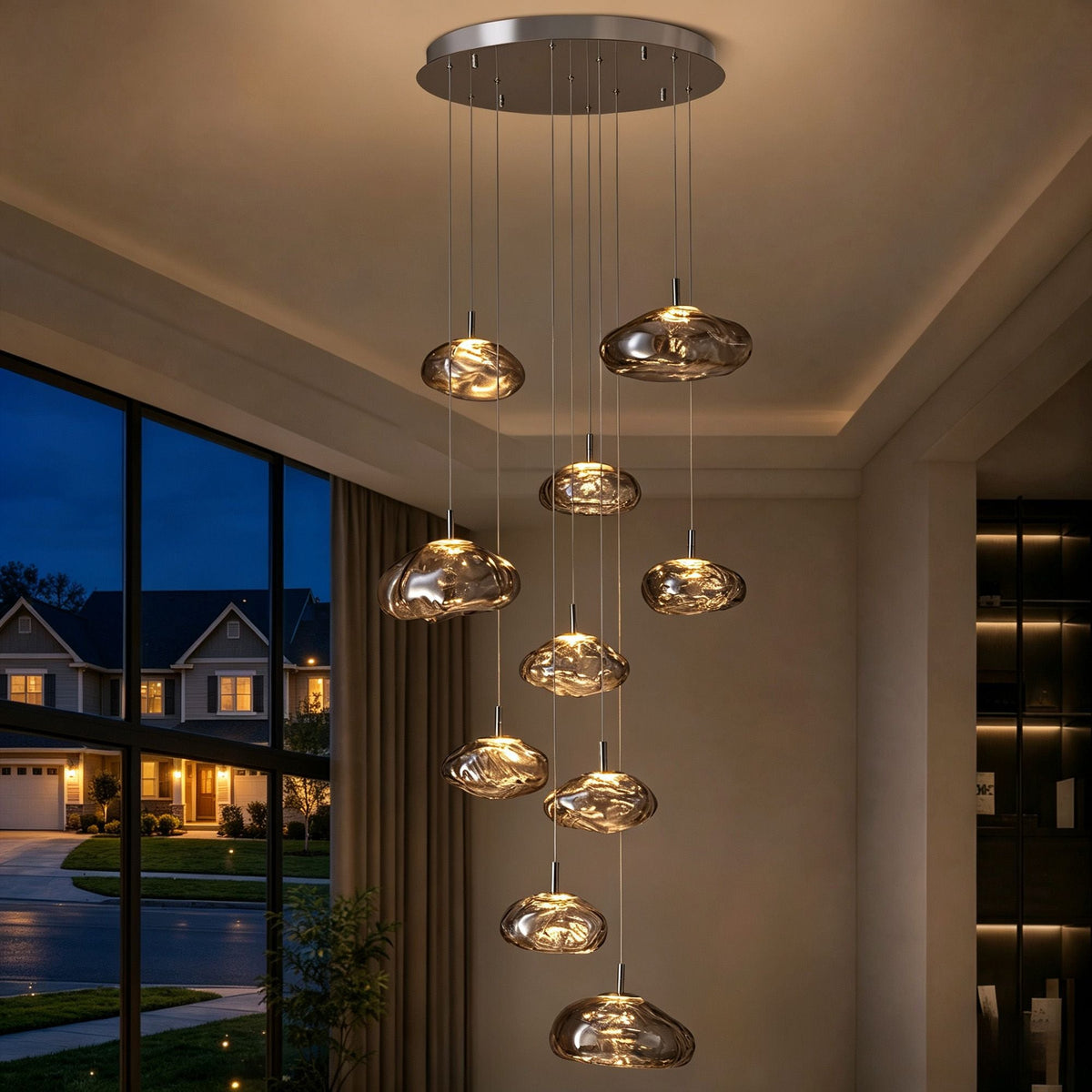 Astral Modern Glass Globe Cascading Chandelier — product view 2