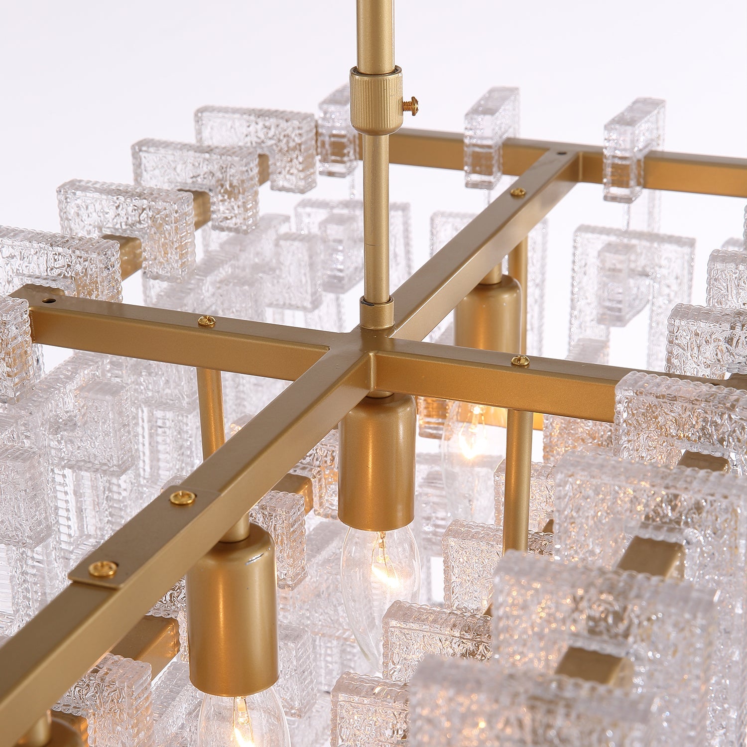 Modern Rectangular Crystal Linear Chandelier - Pendant Light-detail 3