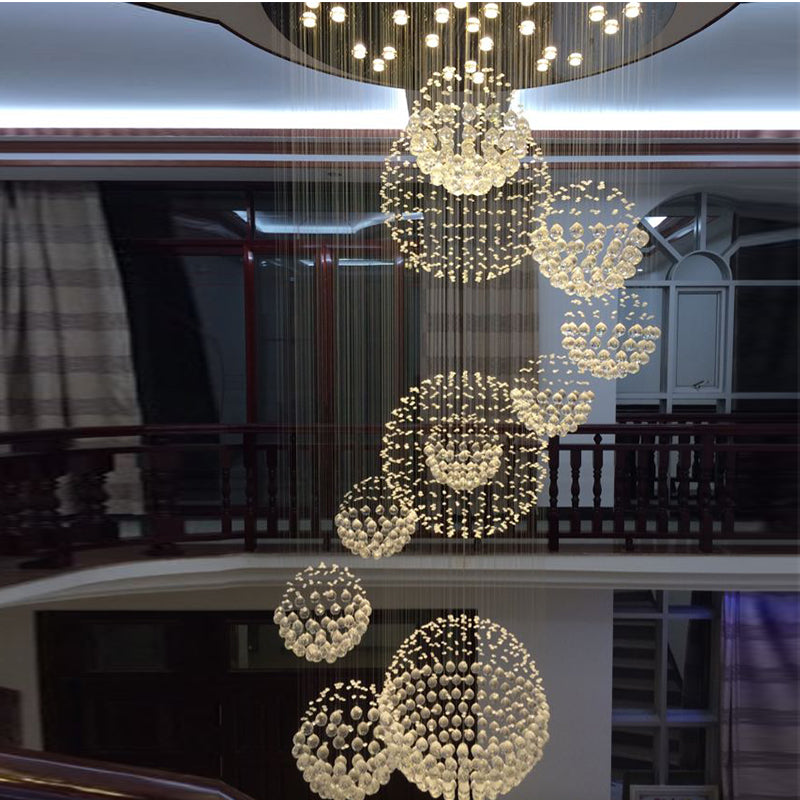 Luxury Solar System Spiral Raindrop Chandelier at the Entry