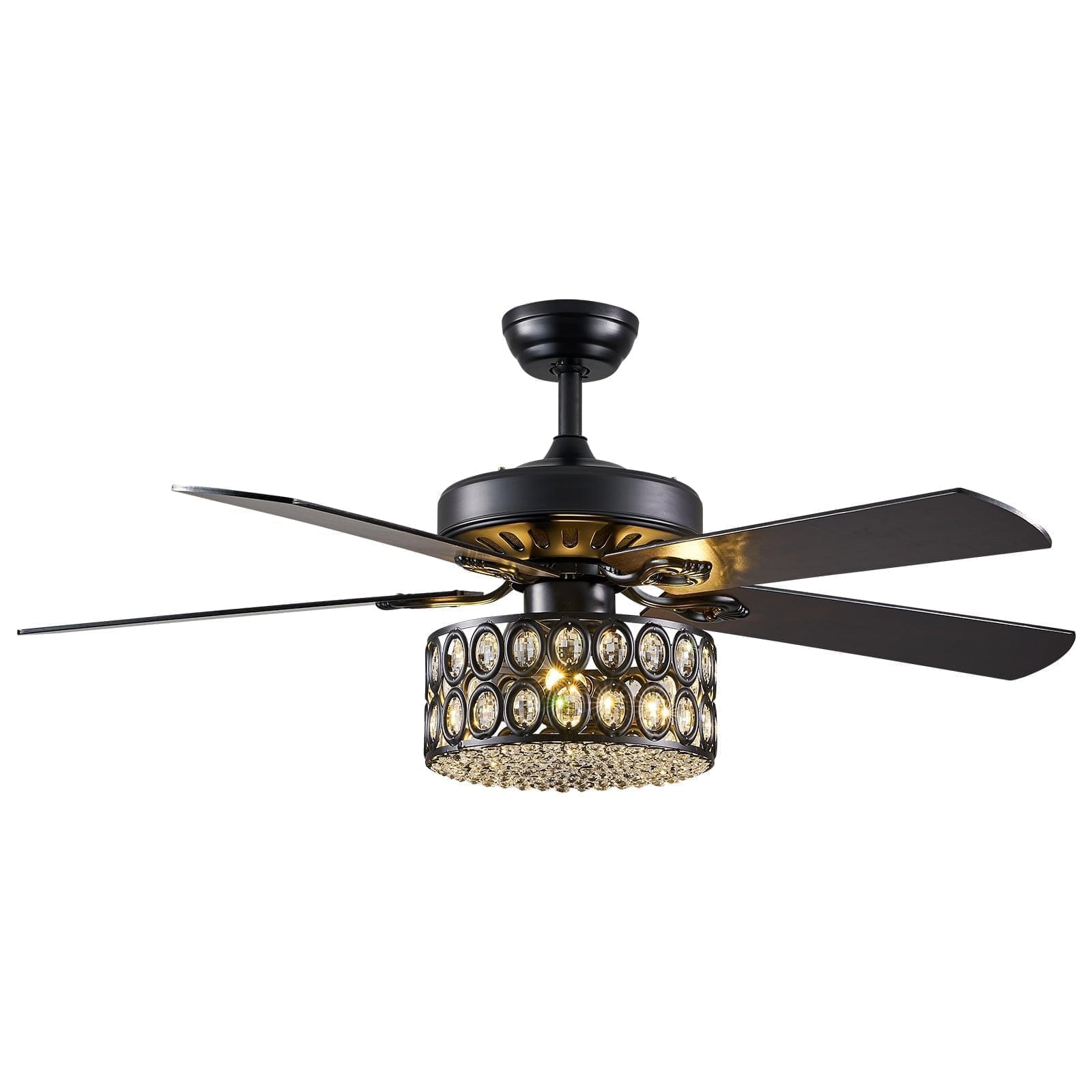 5 - Blade Drum Oval Crystal Ceiling Fan with Remote Control