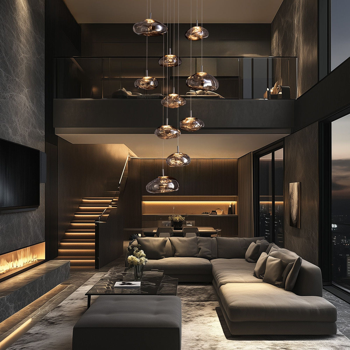 Astral Modern Glass Globe Cascading Chandelier — product view 6