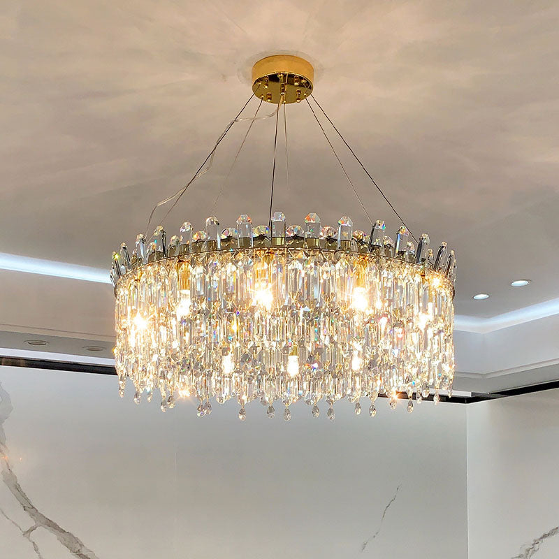 Round Linear Crystal Chandelier - Living Room | Sofary