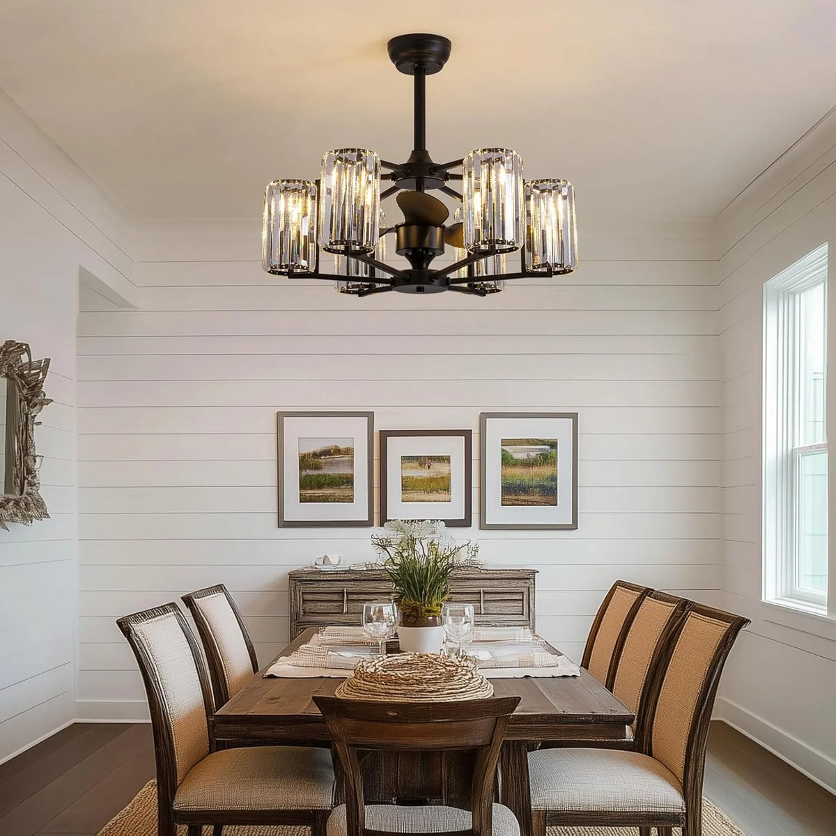 LumiBreeze 27 inch Crystal Fan Chandelier - CARRA HOME
