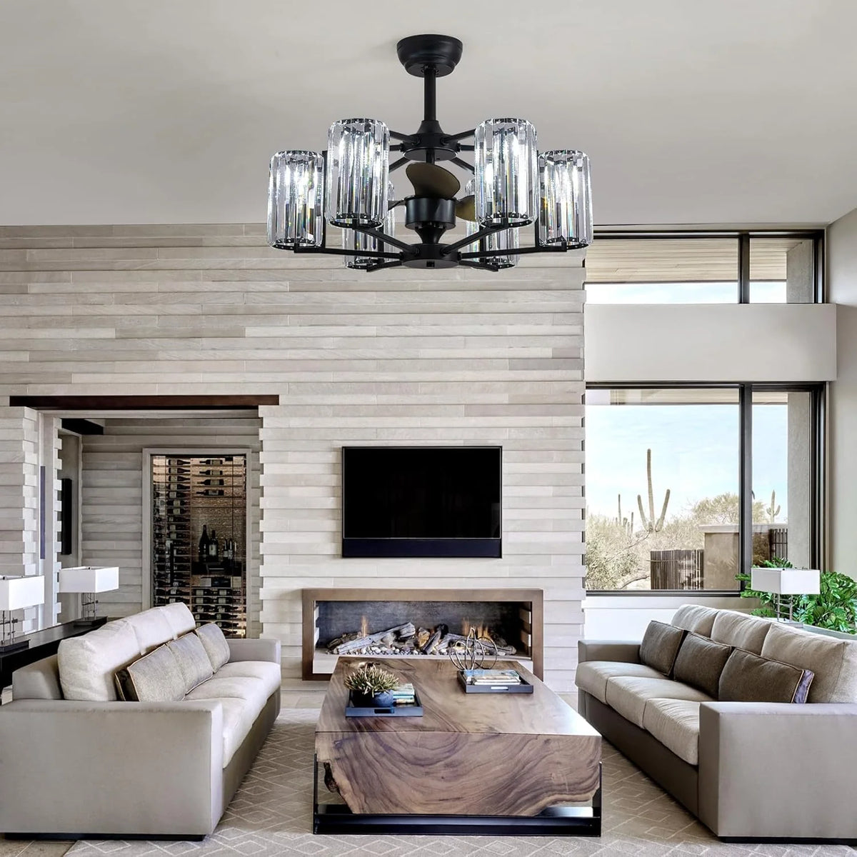 LumiBreeze 27 inch Crystal Fan Chandelier - CARRA HOME