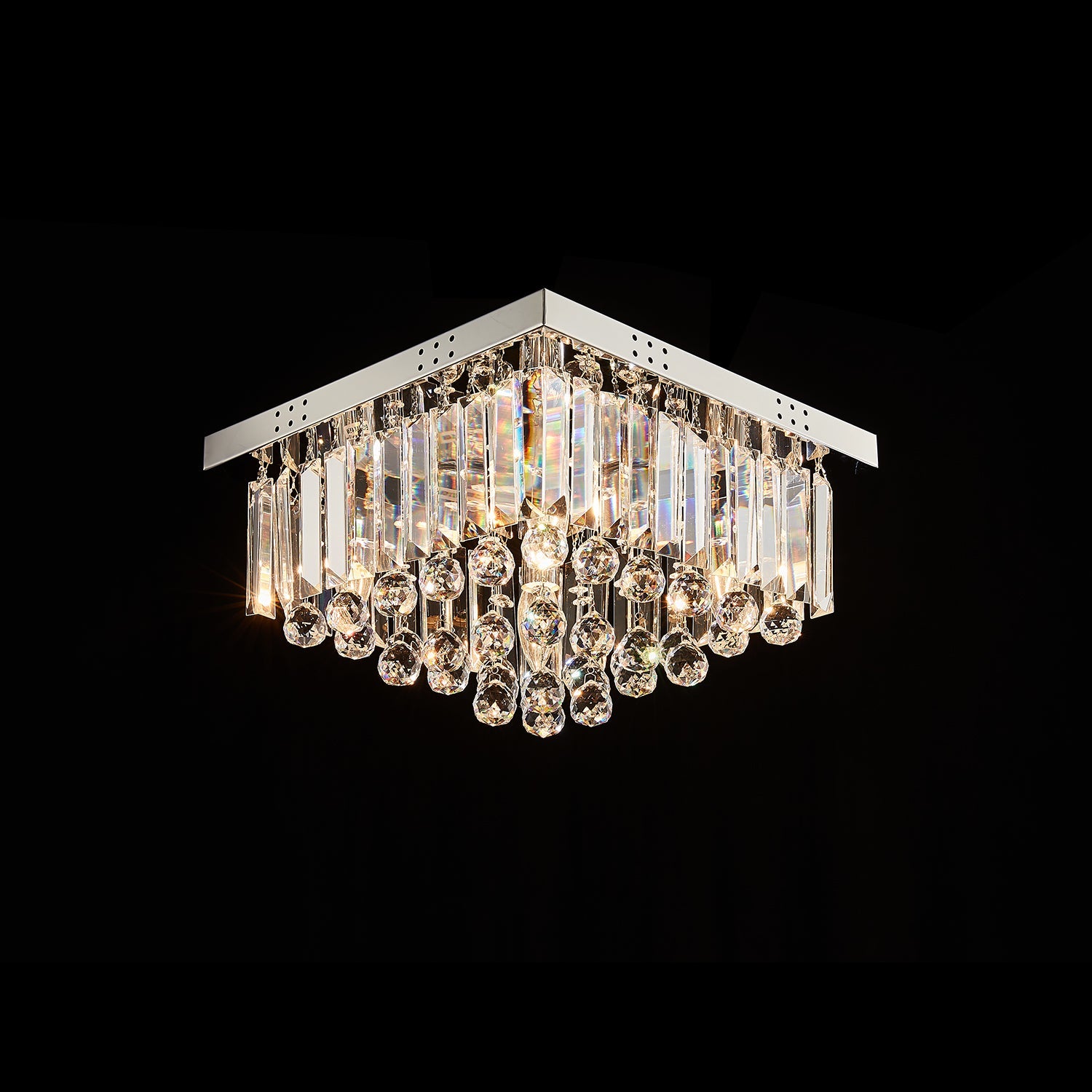 Square Rain Drop Crystal Ceiling Light - Contemporary Lighting Fixture