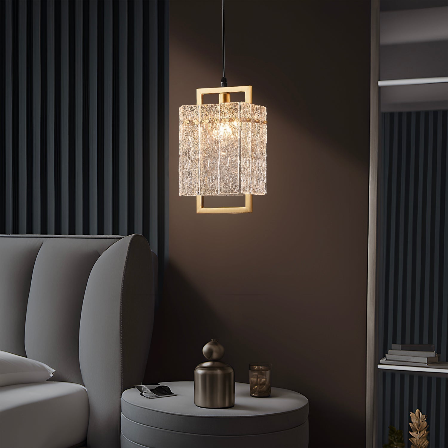 【Open Box - Save Big】Square Frame Cracked Glass Lampshade Pendant Light -Only 1 left