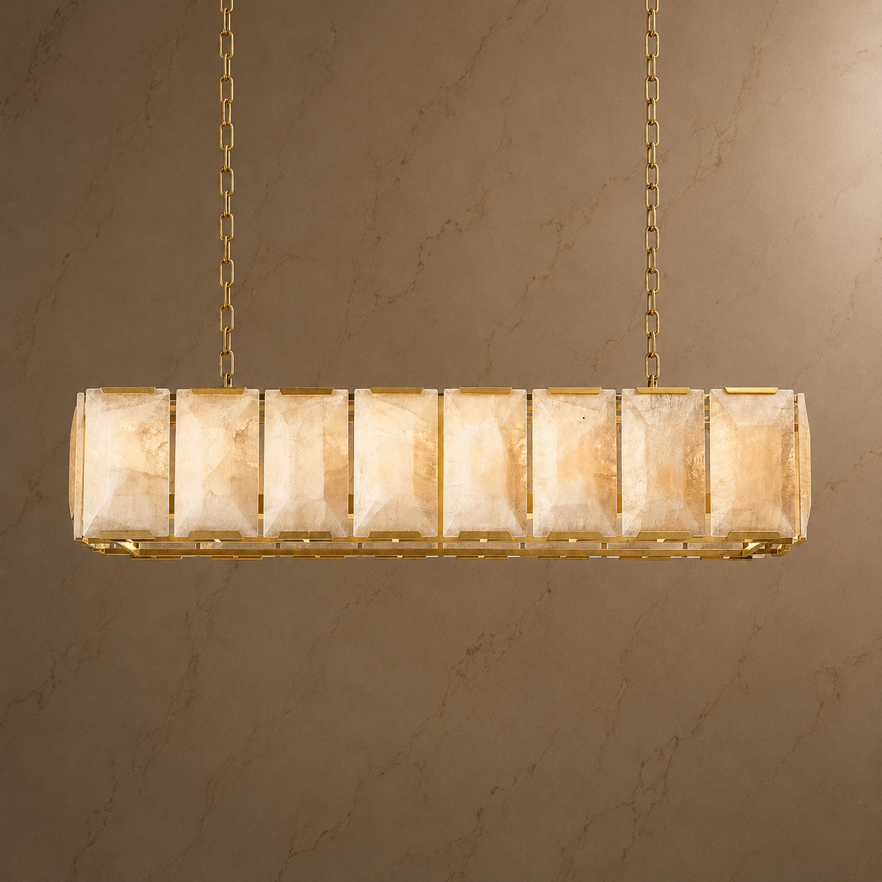 Celestique Alabaster Linear Chandelier