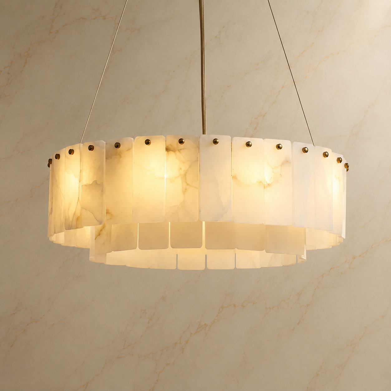 Elara Alabaster Round Chandelier