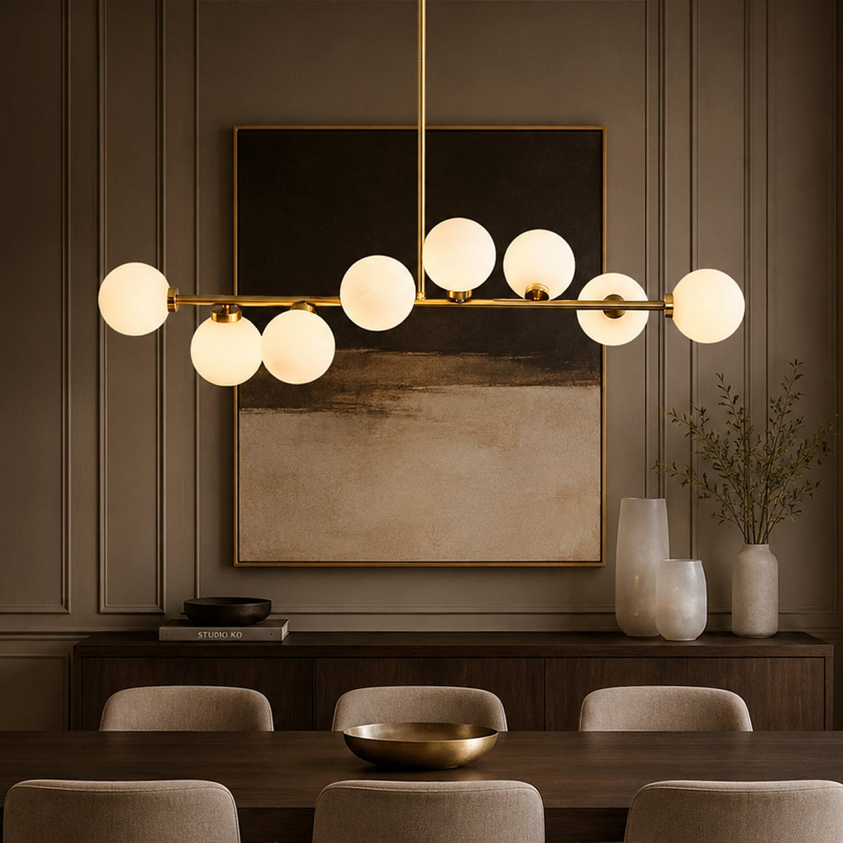 Luna Globe Glass Linear Chandelier Carra Home