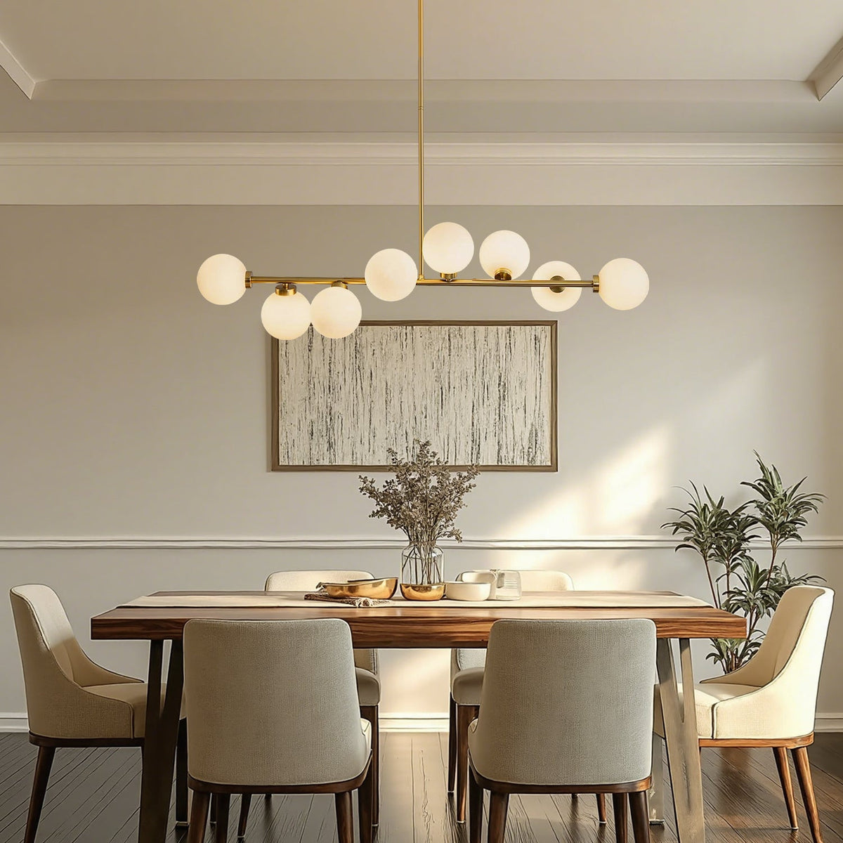 Luna Globe Glass Linear Chandelier Carra Home