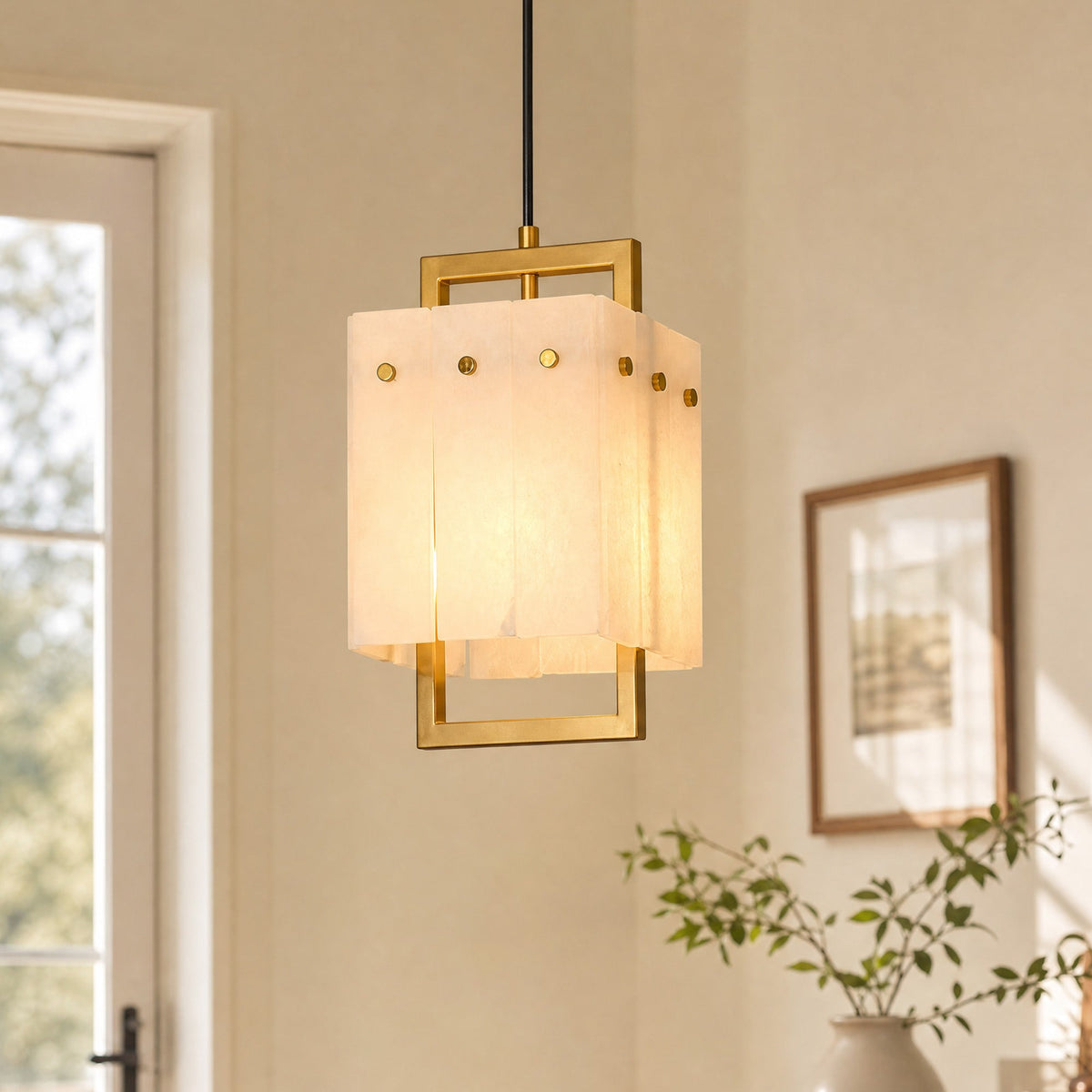 althea-modern-minimalist-brass-alabaster-corridor-Carra Home-lighting