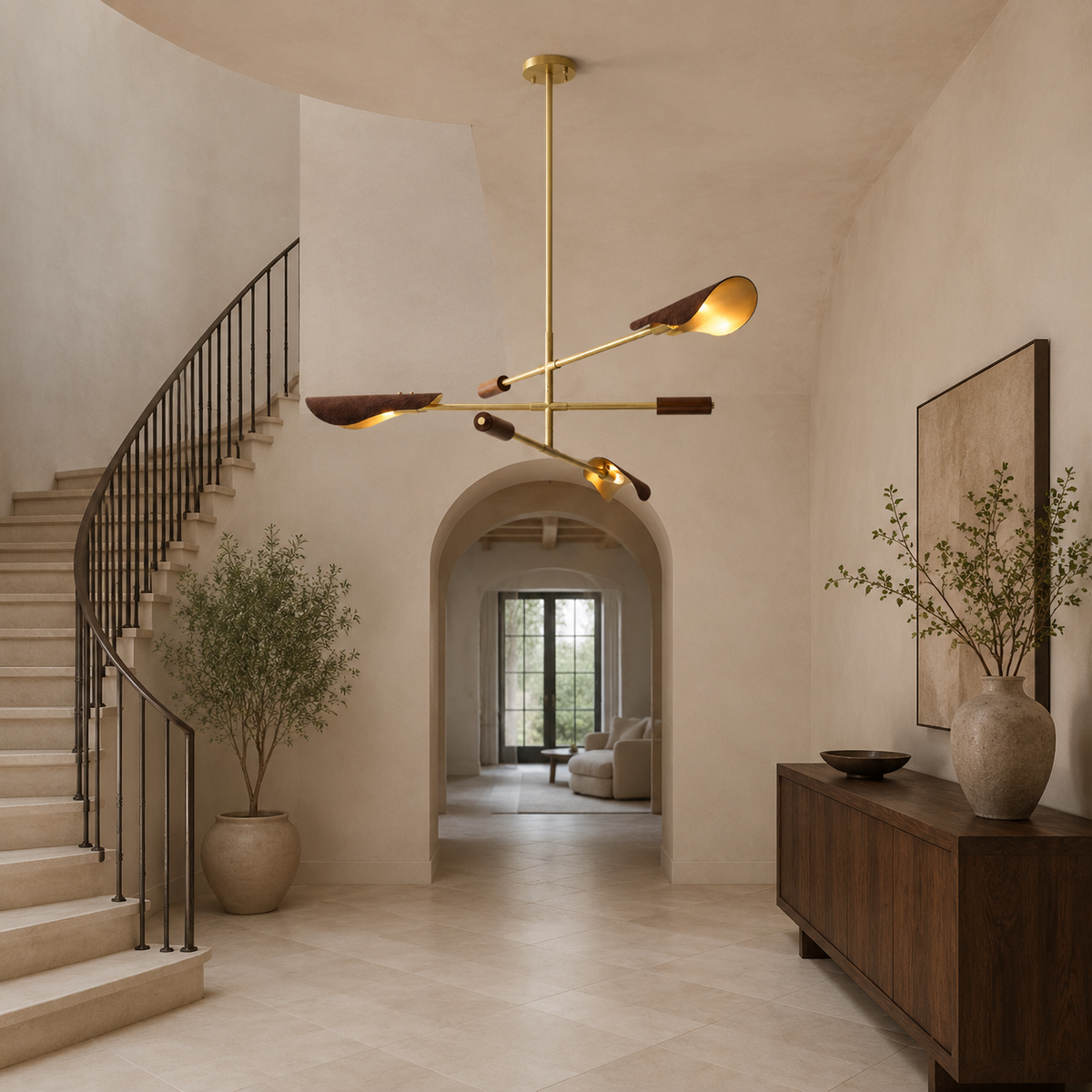 Astrid chandelier in a modern foyer