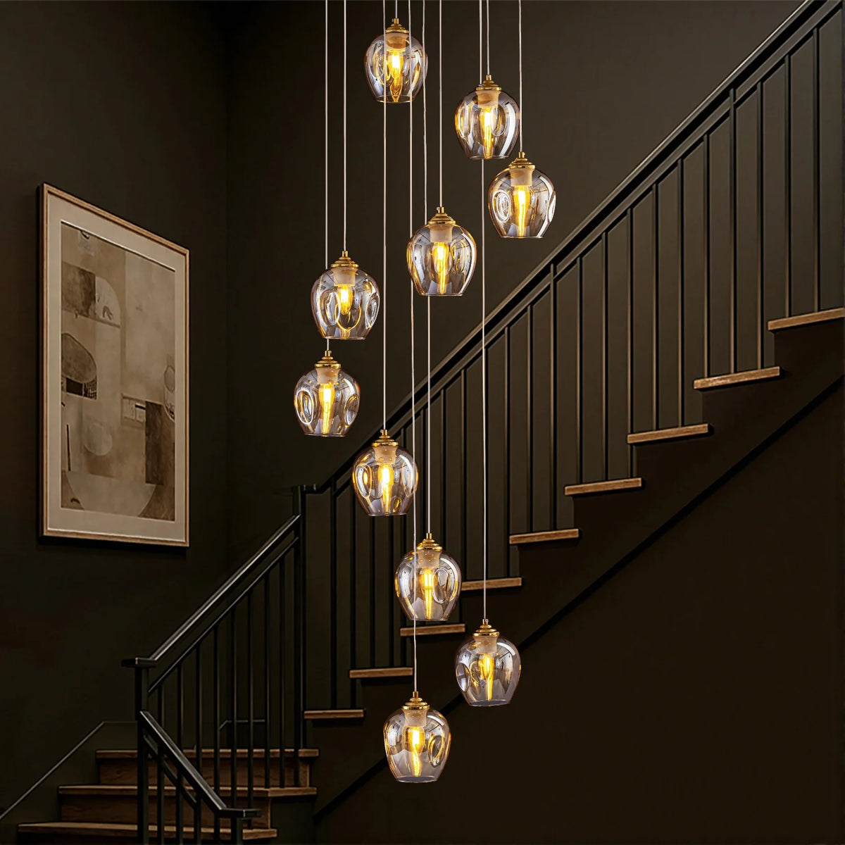 aura-luxury-glass-chandelier-in-foyer-Carra Home-lighting