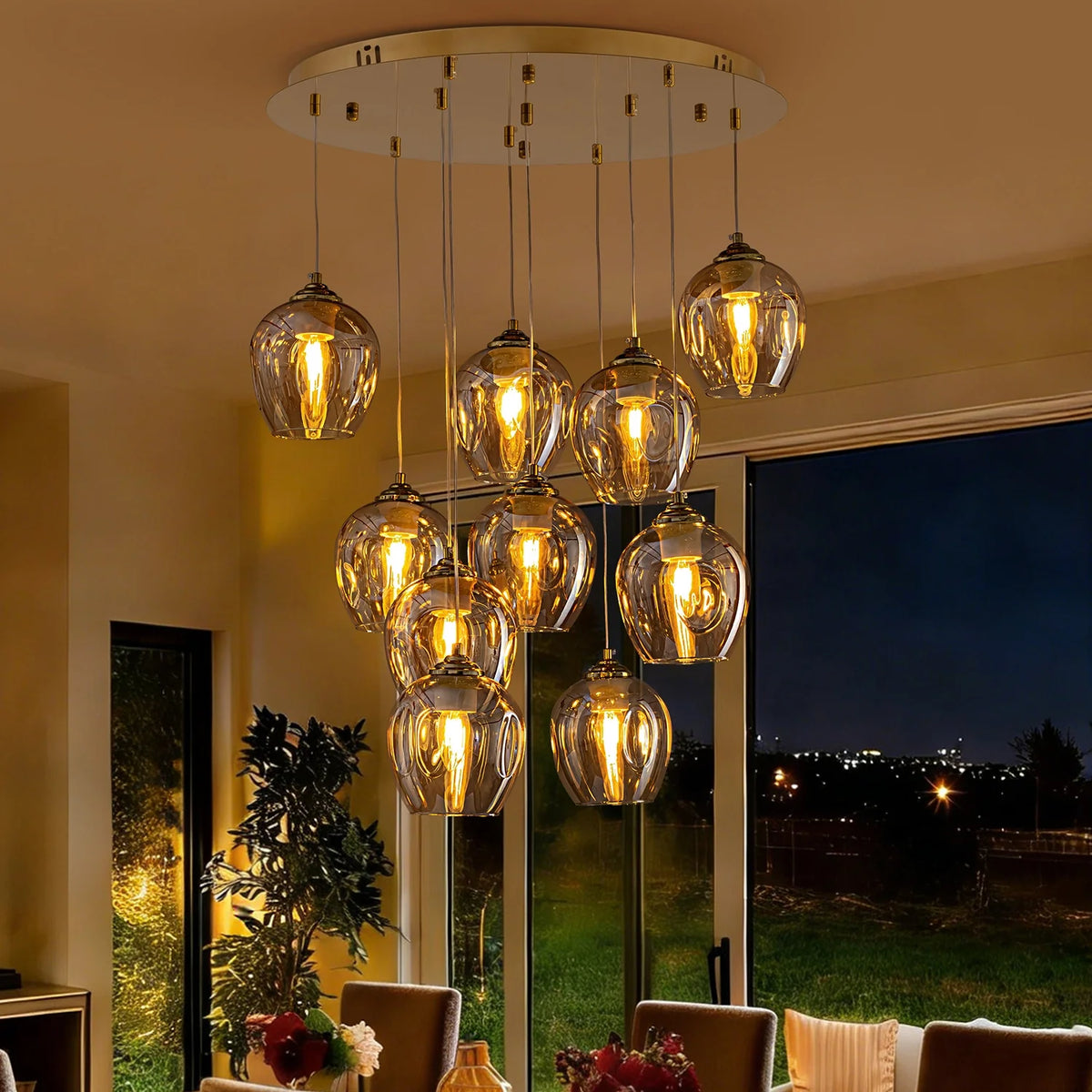 aura-luxury-glass-chandelier-for-foyer-Carra Home-lighting