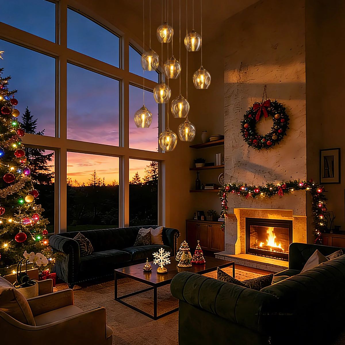 aura-luxury-glass-chandelier-in-living-room-Carra Home-lighting