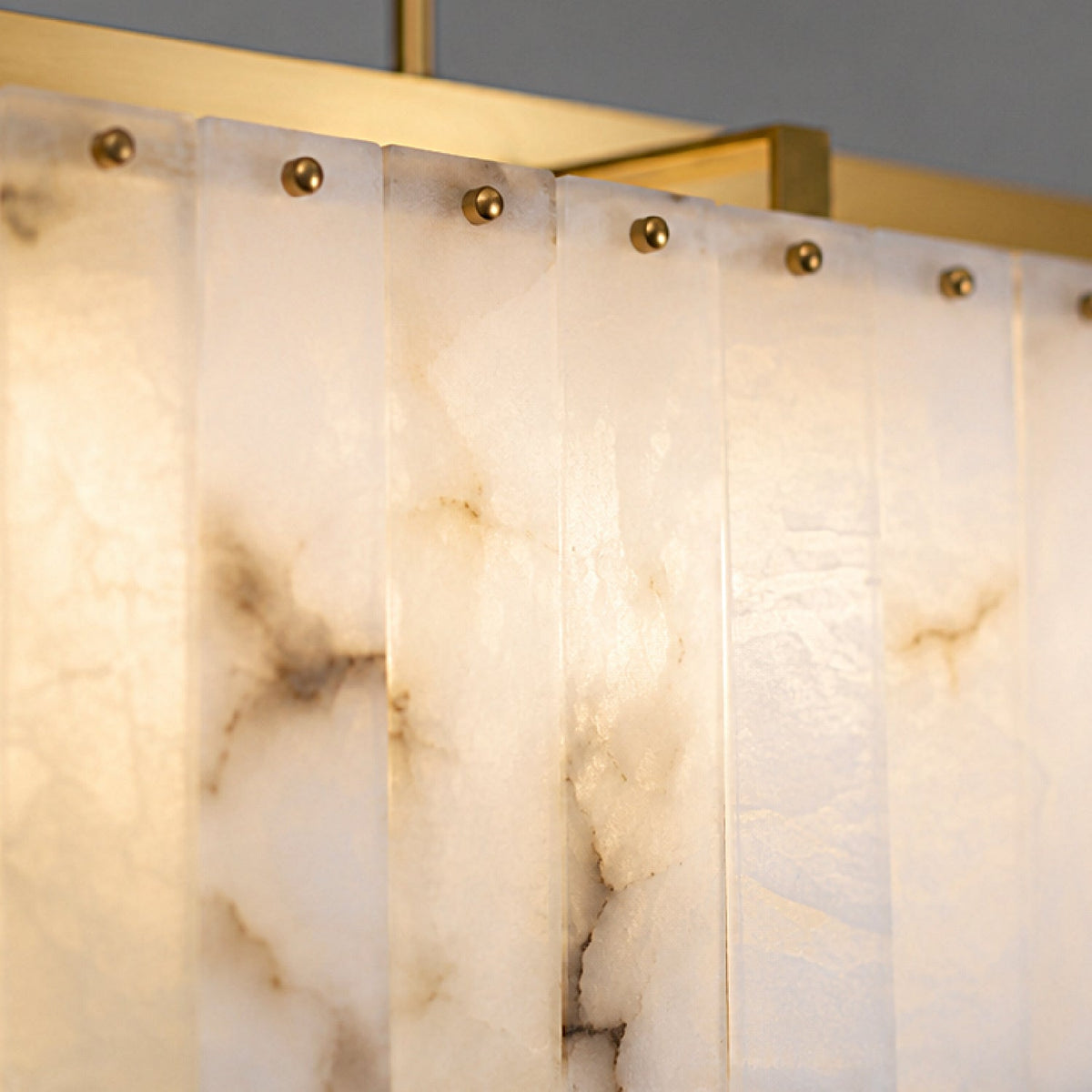 Aureline Alabaster Rectangular Chandelier material and construction detail