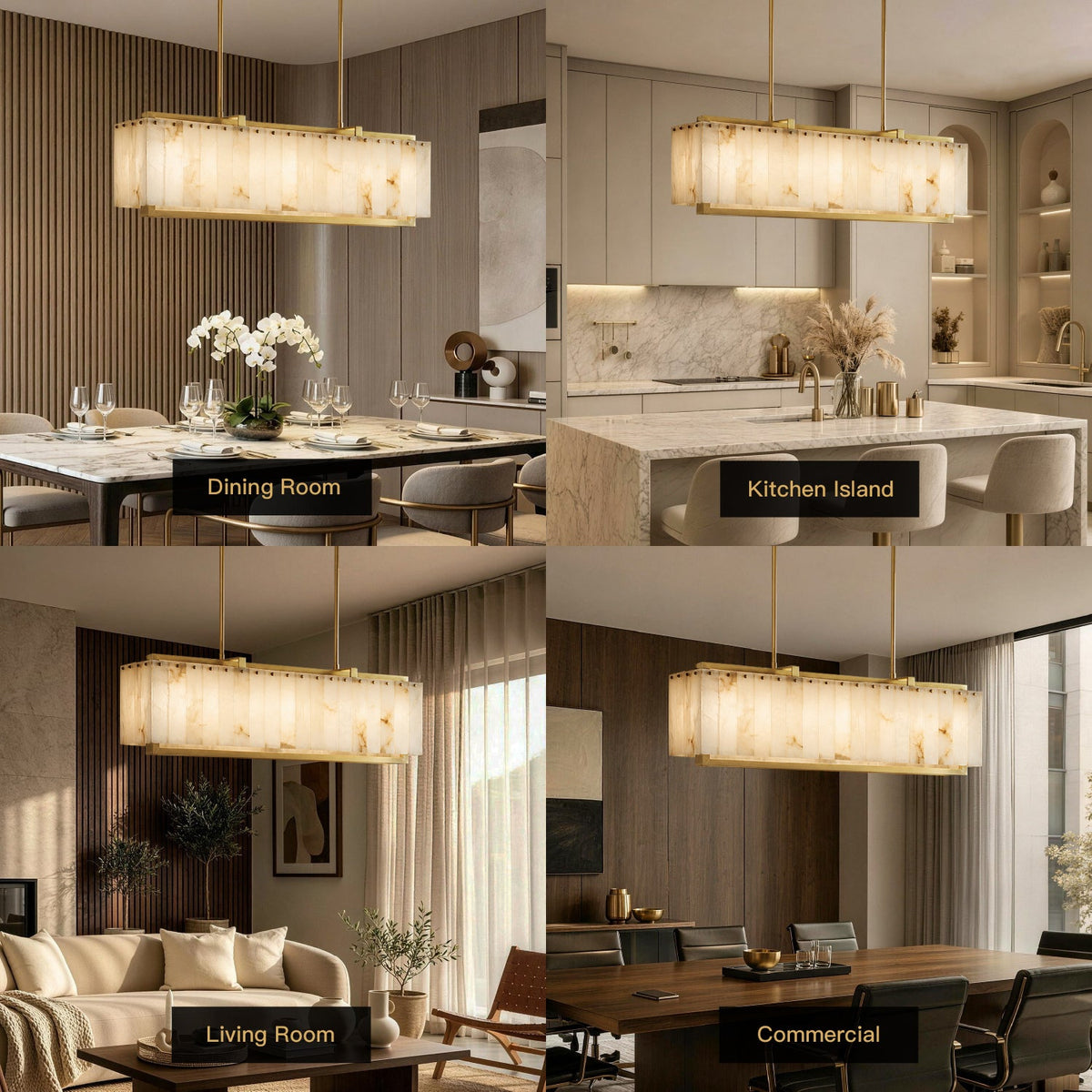 Aureline Alabaster Rectangular Chandelier product view 09