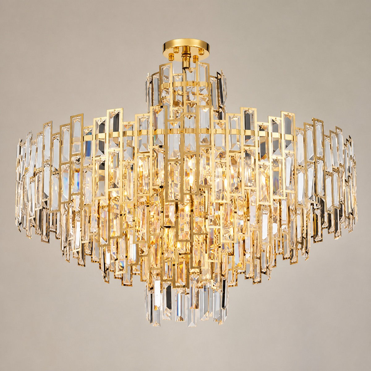 Aurelisse Luxury Gold Crystal Tiered Round Chandelier 120cm product view