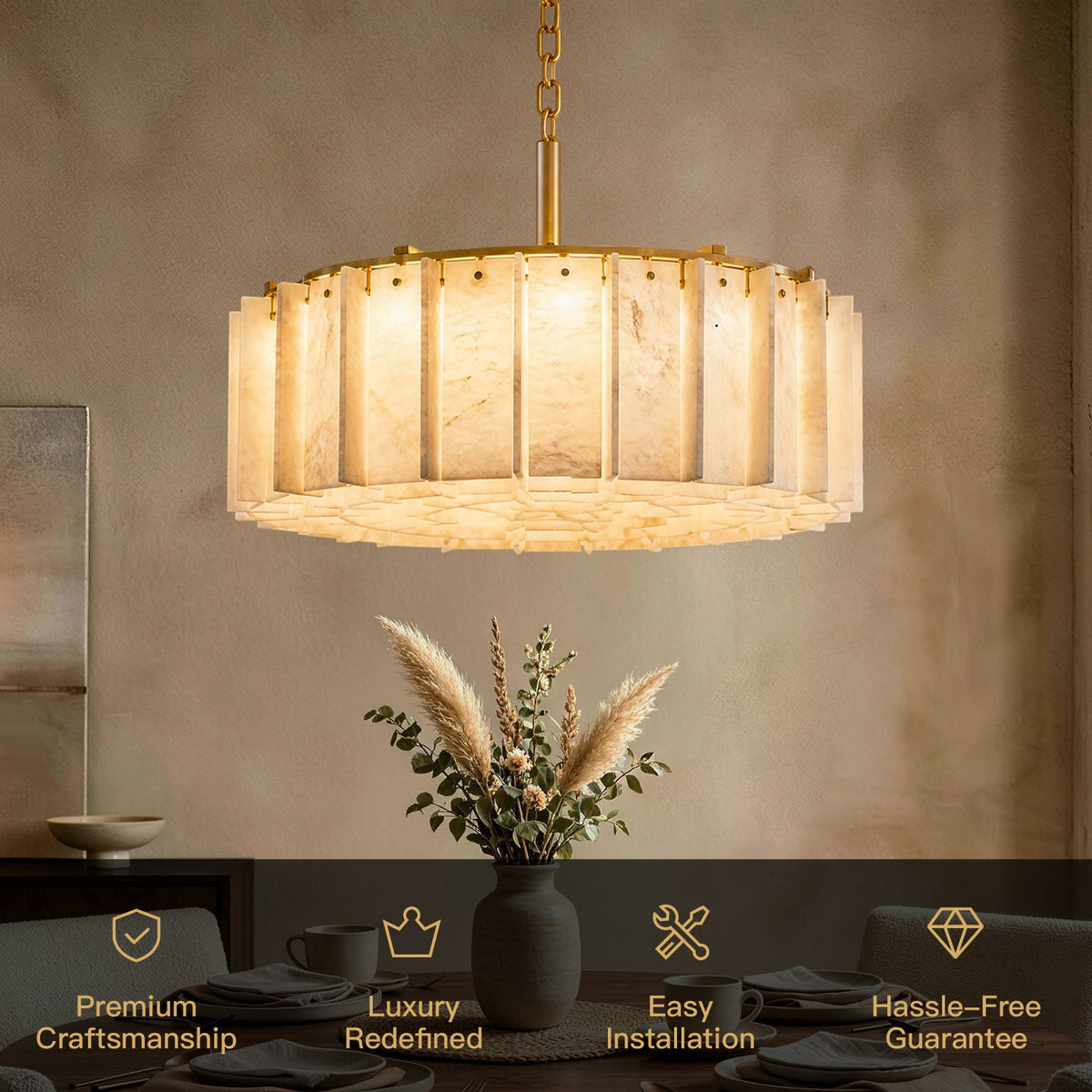 Aurem Alabaster Round Chandelier product view 07