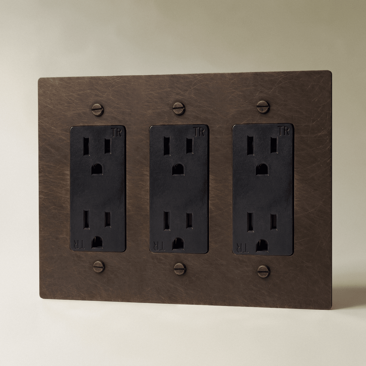 Aurex Vintage Brass with Patina 3 Gang Standard Wall Outlet - CARRA HOME