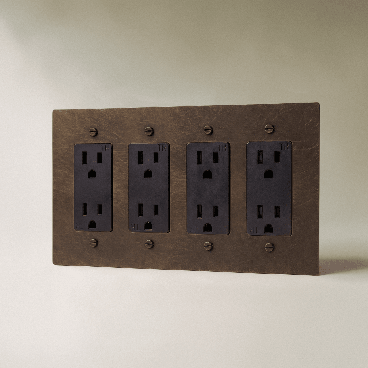 Aurex Vintage Brass with Patina 4 Gang Standard Wall Outlet - CARRA HOME