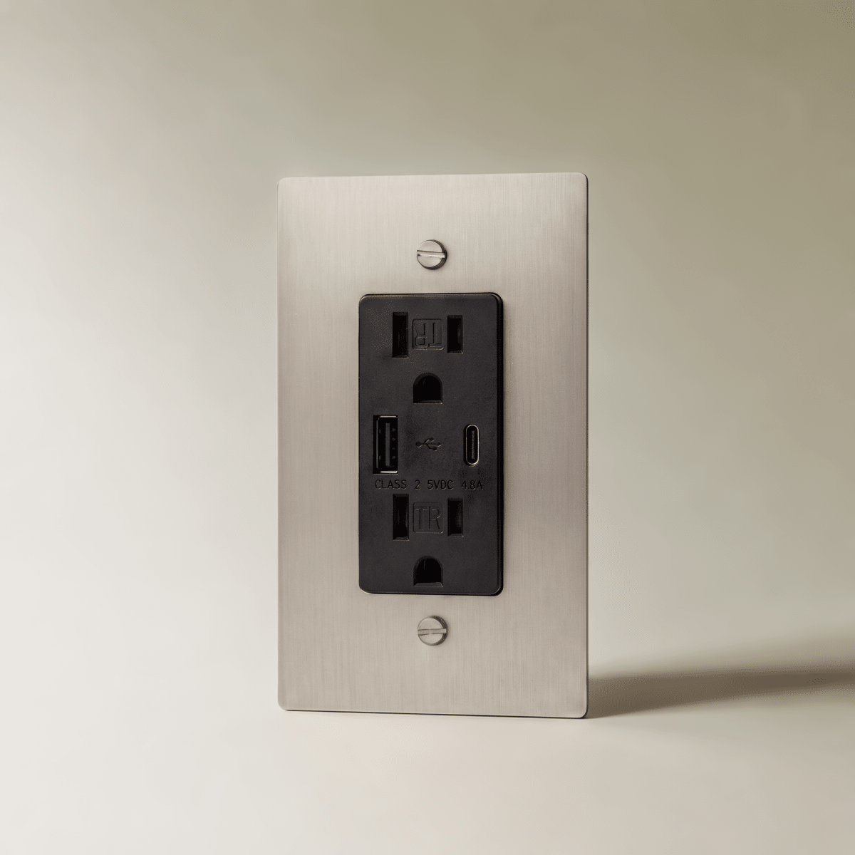 Aurex Stainless Steel 1 Gang USB-C Wall Outlet - CARRA HOME