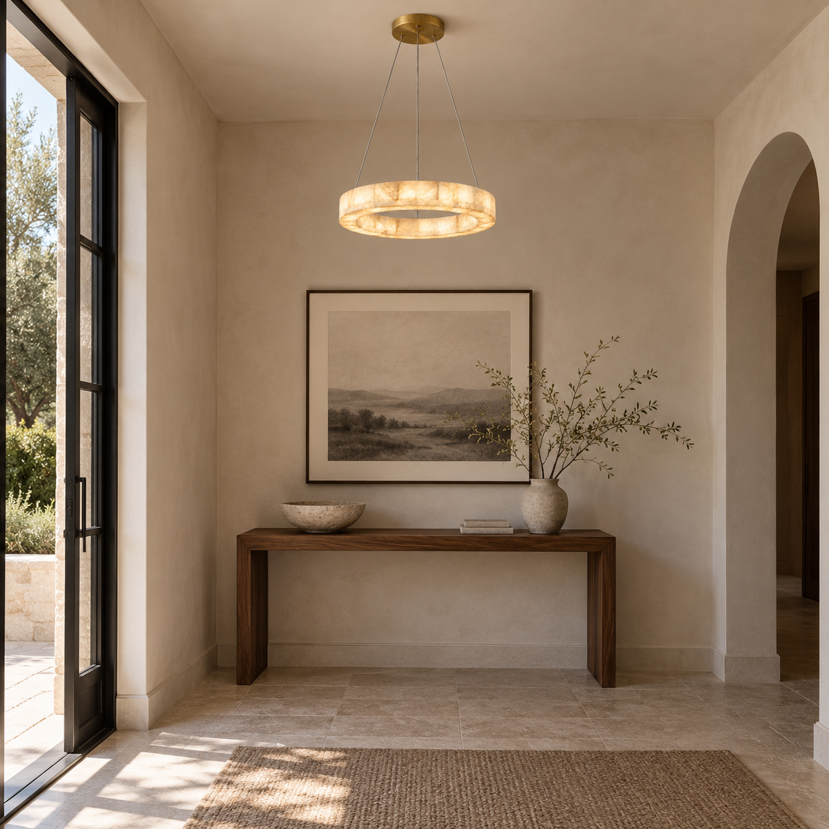 aveline alabaster ring chandelier gold 50cm foyer