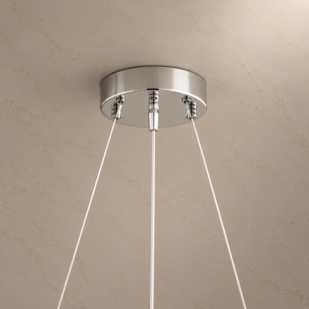 blush glass disc drum chandelier ceiling canopy detail