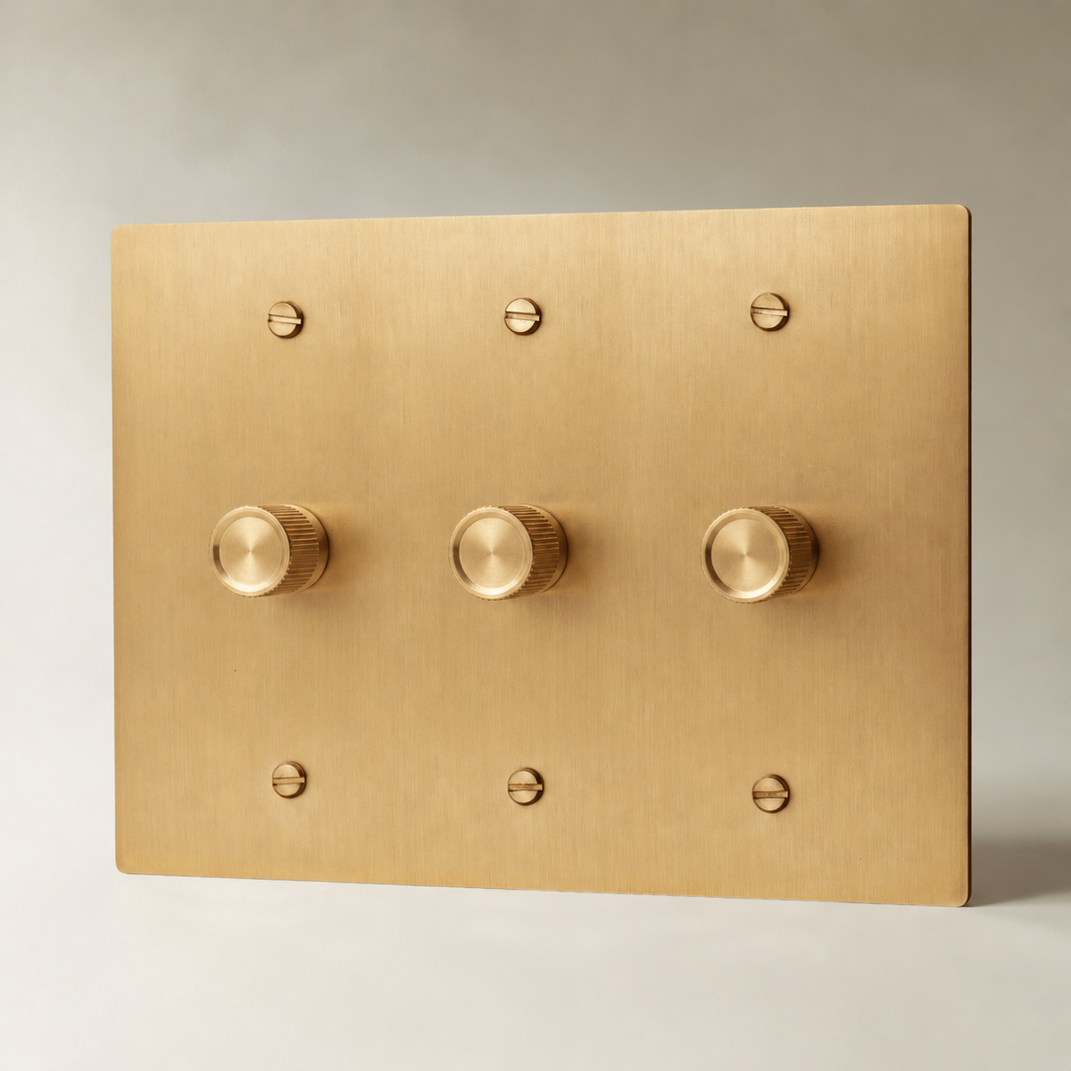 Brass Rotary Dimmer Switch, Brass 3 Gang product view — seamless faceplate | CARRA HOME