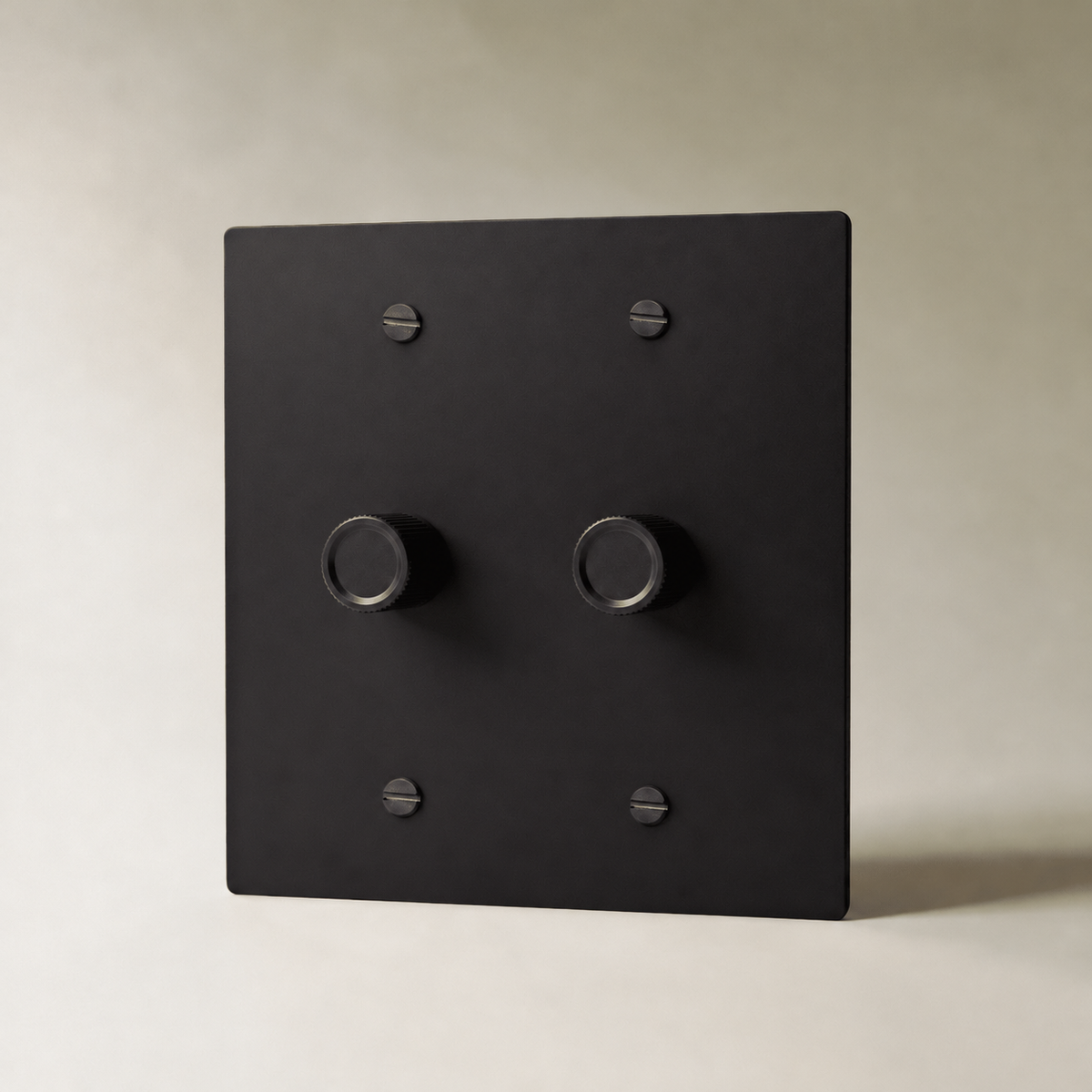 Brass Rotary Dimmer Switch, Night Black 2 Gang product view — seamless faceplate | CARRA HOME