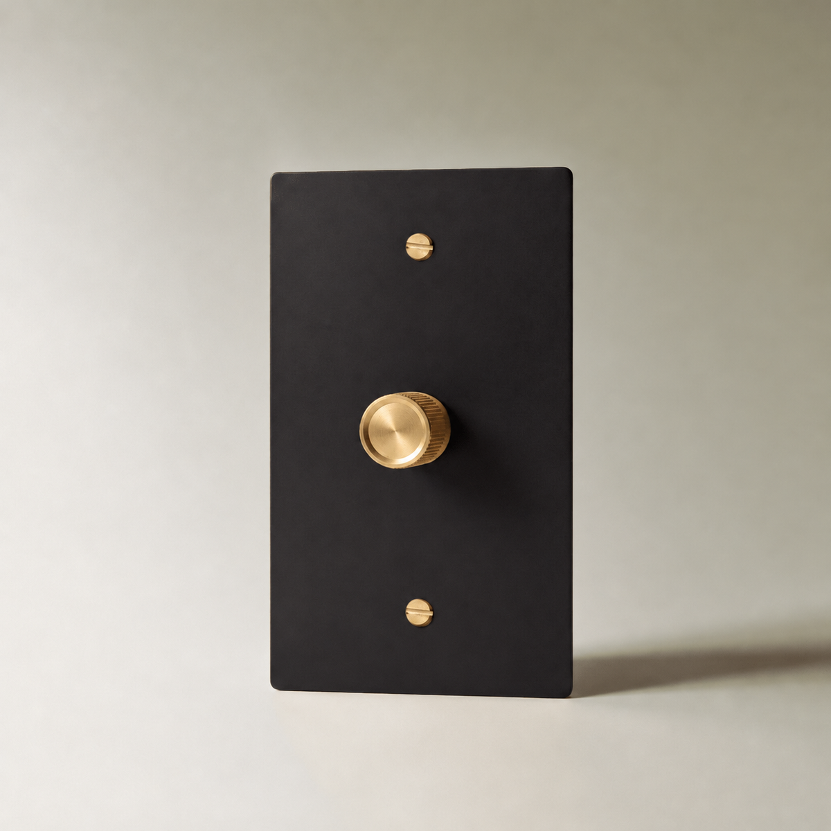 Brass Rotary Dimmer Switch, Night Black with Brass 1 Gang product view — seamless faceplate | CARRA HOME