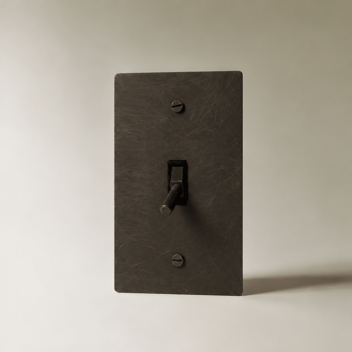 Brass Toggle Switch, Bronze with Patina 1 Gang product view — seamless faceplate | CARRA HOME