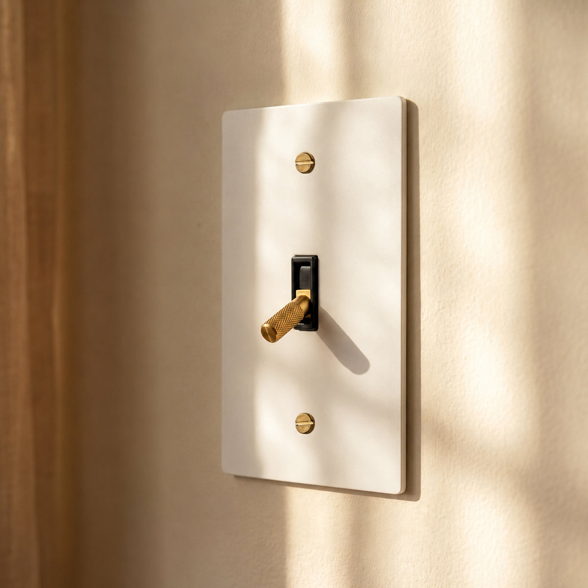 Brass Toggle Switch installed in an interior, view 51 — seamless faceplate | CARRA HOME