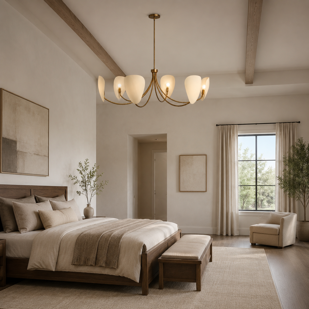 Brevin chandelier in a refined bedroom