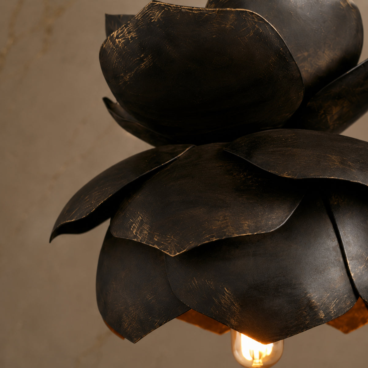 Camellia Metal Flower Pendant Light material and construction detail