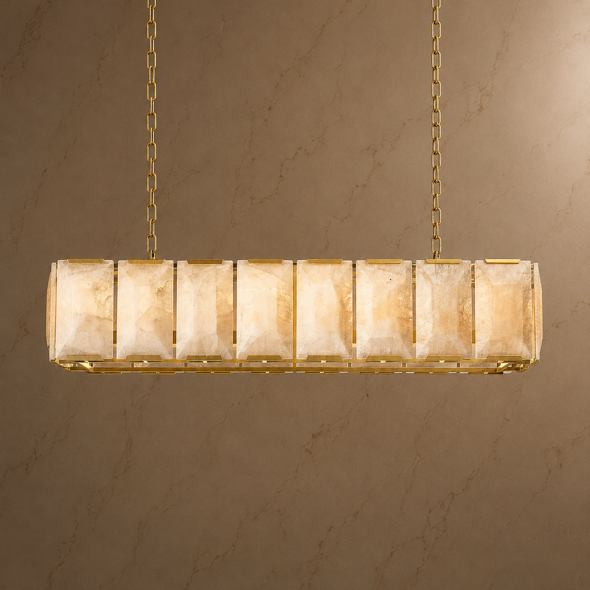 Celestique Alabaster Linear Chandelier material and construction detail