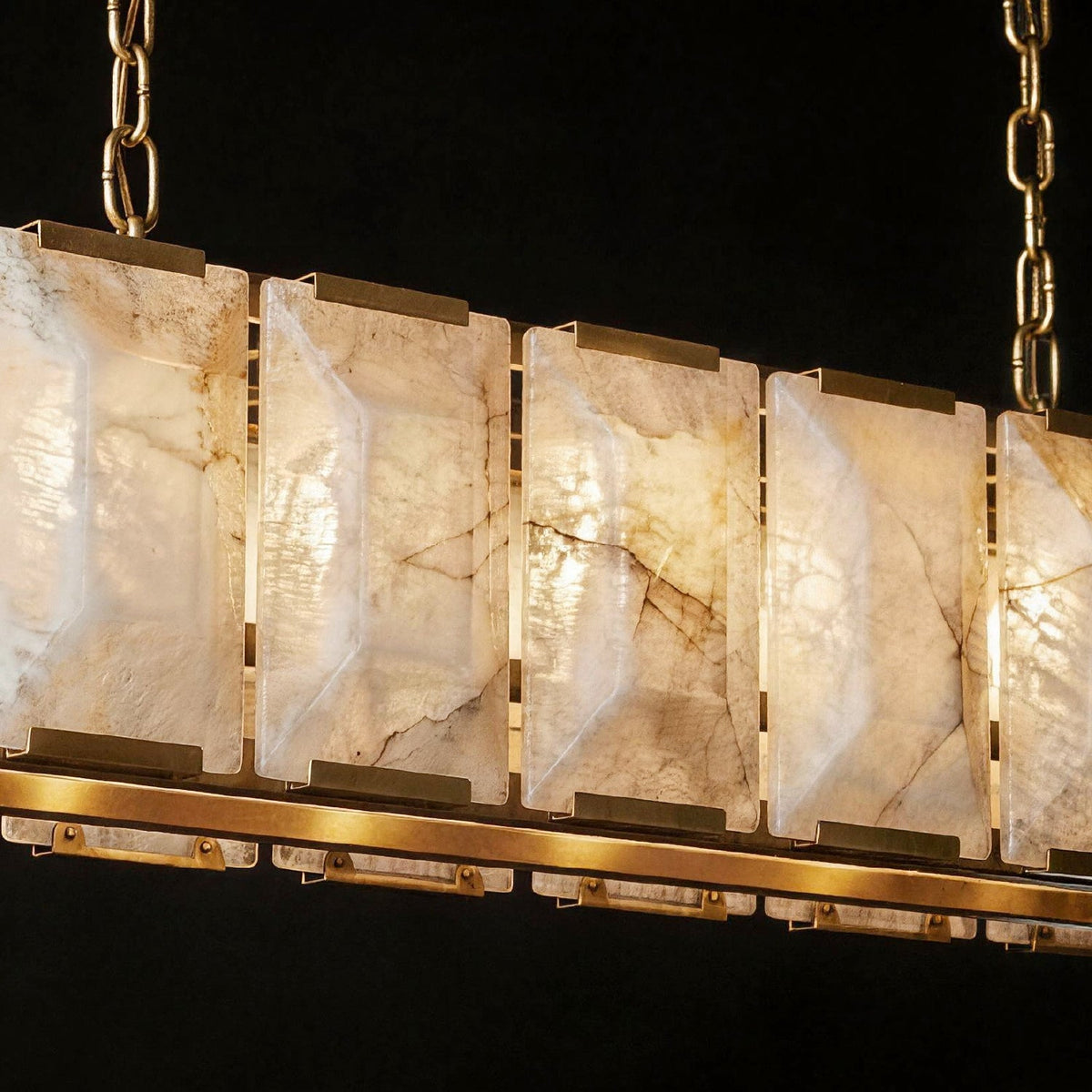 Celestique Alabaster Linear Chandelier material and construction detail