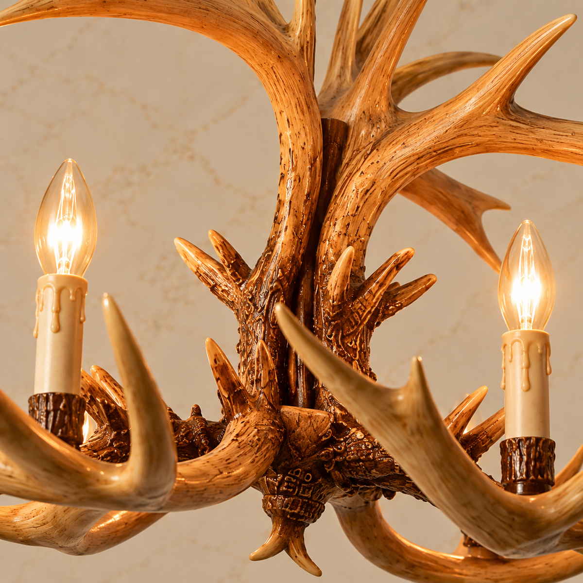 Cervan faux antler resin body and candle socket detail | CARRA HOME