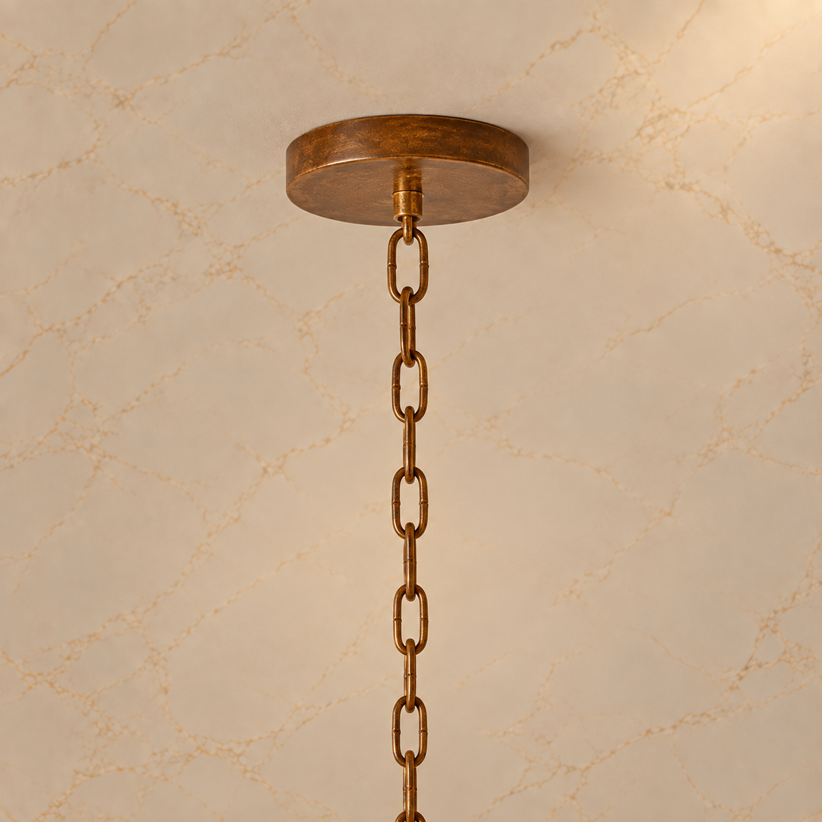 Cervan round ceiling canopy and chain detail | CARRA HOME