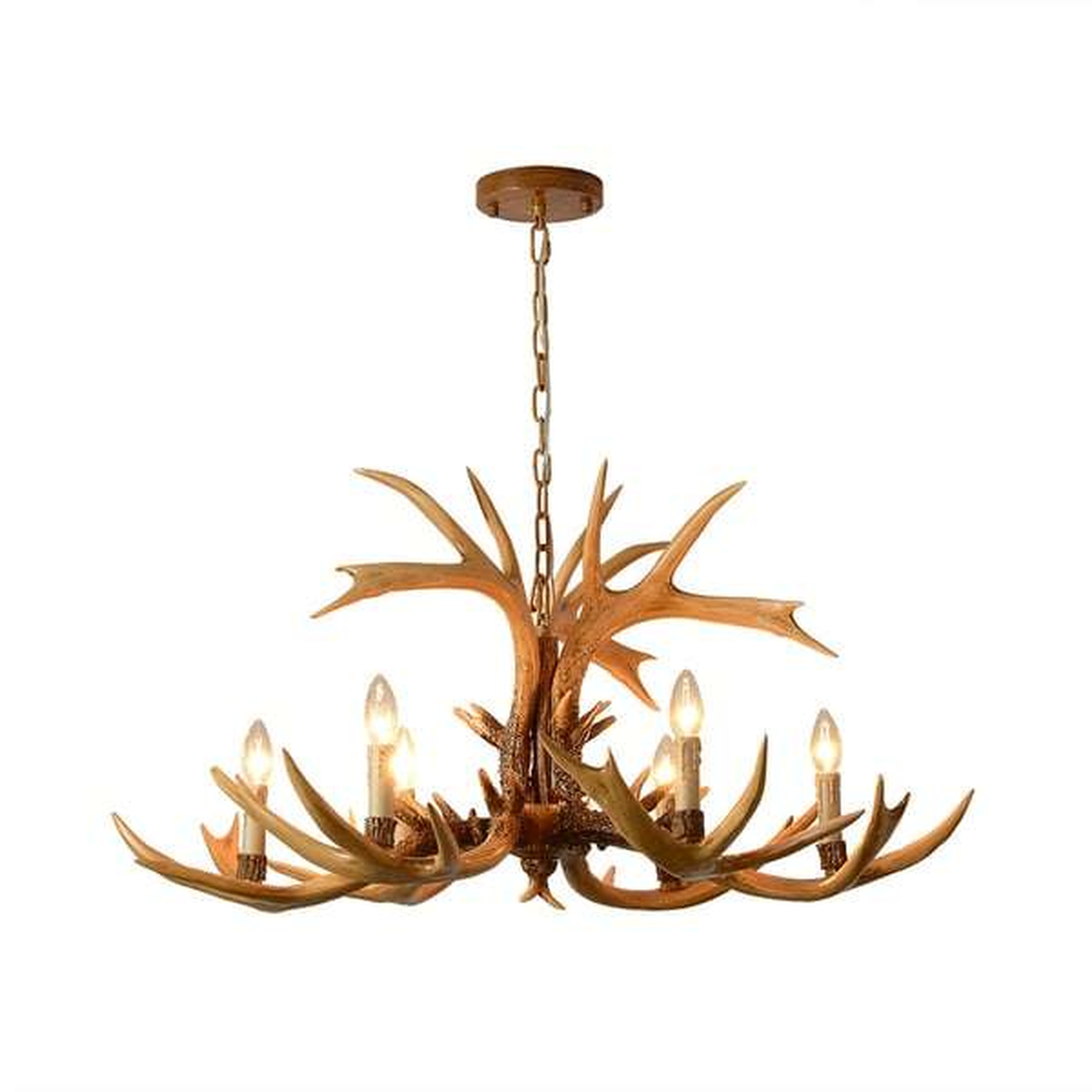 Cervan six-light antler chandelier on a white background | CARRA HOME